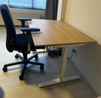 Ahrend Elektrisch Zit Sta bureau 120x80 Eiken/wit met stoel, Huis en Inrichting, Ophalen, In hoogte verstelbaar, Gebruikt, Bureau