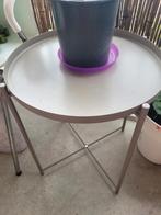 Tafel bijzettafel., 2 krukken, Ophalen, Zo goed als nieuw, 60 tot 90 cm