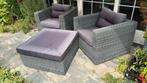 Tuin setje 2 stoelen en hocker bijna gratis, Kunststof, Gebruikt, Loungeset, Hocker