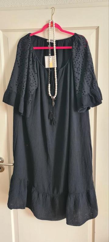 IBIZA BOHO zwarte jurk met broderie mouw NIEUW maat 52/54💕 beschikbaar voor biedingen