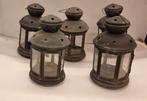 5 vintage buiten lantaarntjes. 20 cm hoog diameter 15 cm, Gebruikt, Ophalen of Verzenden