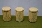 3 antieke blikken koffie thee en suiker bussen, kleur geel, Ophalen of Verzenden, Gebruikt, Koffie