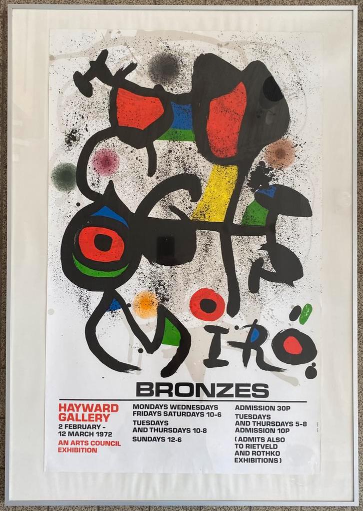 Miro tentoonstelling affiche Bronzes uit 1972, Huis en Inrichting, Woonaccessoires | Schilderijen, Tekeningen en Foto's, Gebruikt
