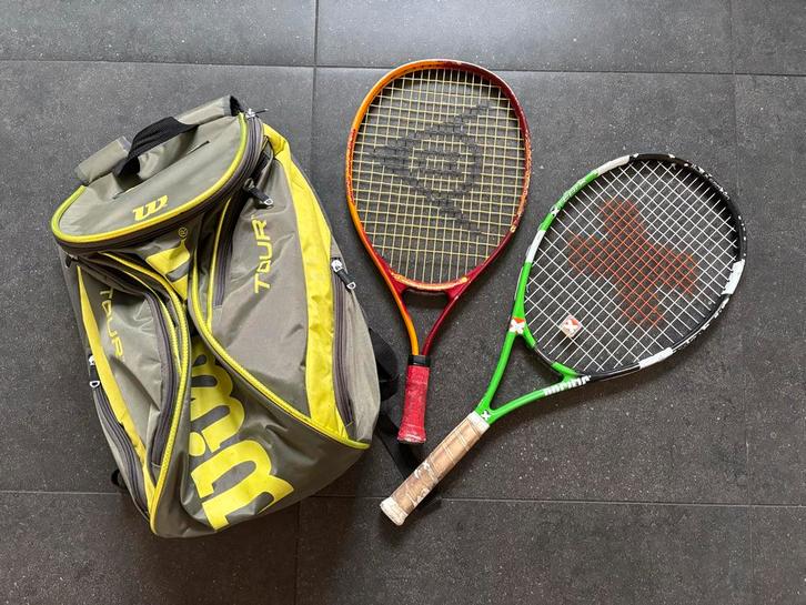 Tennis tas + 2 kinder rackets, Sport en Fitness, Tennis, Gebruikt, Tas, Wilson, L0, Ophalen