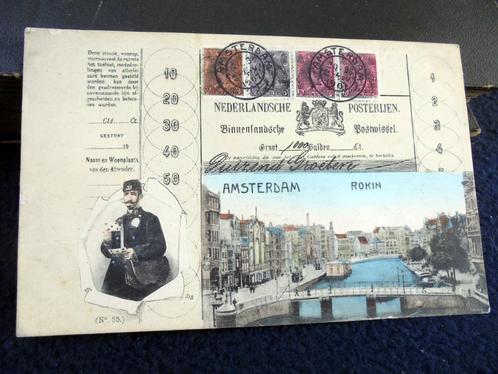 Amsterdam Rokin. Binnenlandsche Postwissel. Ned. Posterijen., Verzamelen, Ansichtkaarten | Nederland, Ongelopen, Noord-Holland