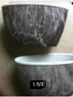 2 bloempotten marmer look Br25 H15 cm, Rond, Ophalen of Verzenden, Zo goed als nieuw, Aardewerk