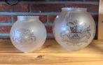 Vintage lampenkappen van glas, Huis en Inrichting, Lampen | Lampenkappen, Ophalen, Gebruikt, Rond, Minder dan 25 cm