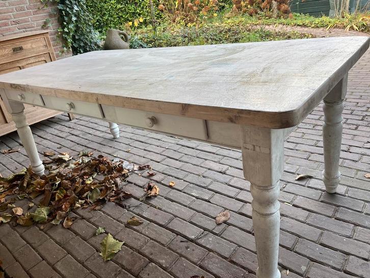 Houten Eettafel met Lade, Huis en Inrichting, Tafels | Eettafels, Gebruikt, 50 tot 100 cm, 200 cm of meer, Vijf personen of meer