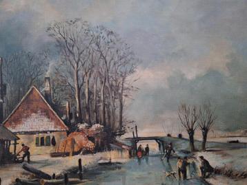 Winters Dorpsgezicht - A. Hovius beschikbaar voor biedingen