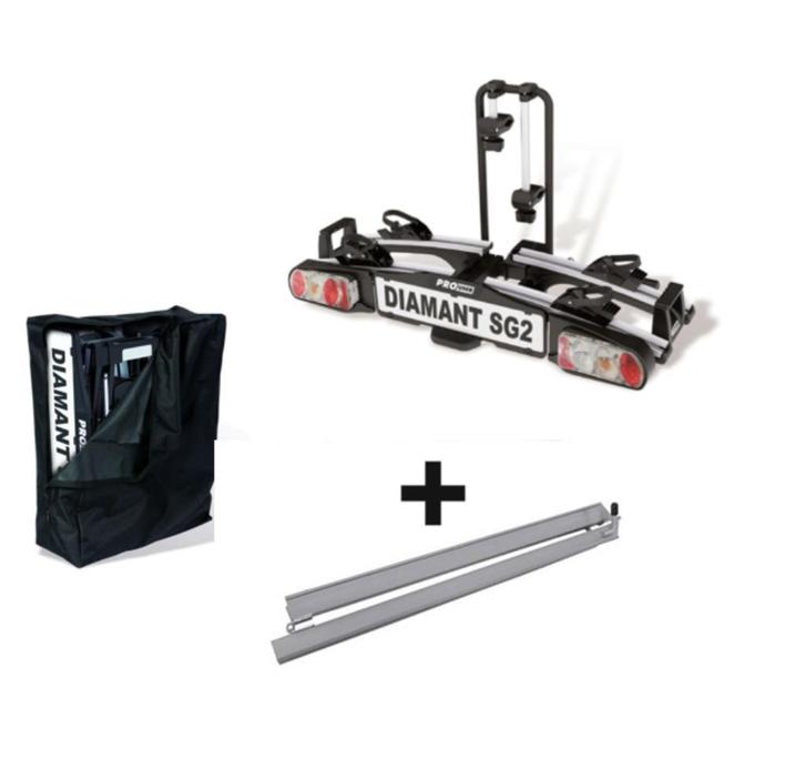 Pro-User Diamant SG2 - Fietsendrager + Oprijgoot + Tas - Set, Auto diversen, Fietsendragers, Nieuw, Trekhaakdrager, 2 fietsen