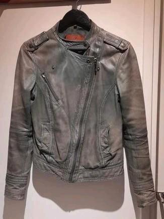 Oud leren goosecraft jasje, groen, maat L, Kleding | Dames, Jassen | Zomer, Gedragen, Maat 42/44 (L), Groen, Ophalen of Verzenden