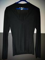 Zwart shirt met lange mouwen en V-hals, H&M, Zwart, Ophalen of Verzenden, Zo goed als nieuw