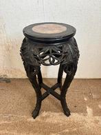 Antieke Piedestall Zwart hout met Marmer, Ophalen
