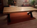 Steigerhouten Eettafel met Kruispoten - 200x92cm, Ophalen, Gebruikt, 50 tot 100 cm, Vijf personen of meer