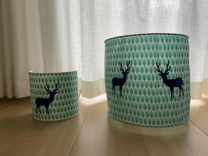Taftan Lampenkap Set Mintgroen/Blauw, Huis en Inrichting, Lampen | Lampenkappen, Gebruikt, Minder dan 25 cm, Overige vormen, Groen