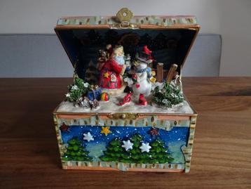 Vintage Kurt Adler Sankyo muziekdoos Kerst tafereel beschikbaar voor biedingen