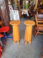 Vintage barkrukken brutalist massief hout jaren 70, Huis en Inrichting, Barkrukken, Ophalen, ,, Zo goed als nieuw, ,