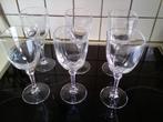 6 kristallen  achtkantige wijnglazen, Ophalen of Verzenden, Zo goed als nieuw, Overige typen