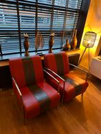 Twee Montel lederen fauteuils - Black & Red, Ophalen, Gebruikt, Leer, 75 tot 100 cm