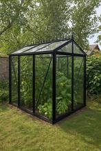 Van Vliet hobbykas – zwart aluminium, glas, sierlijk design, Tuin en Terras, Ophalen, Glas, Zo goed als nieuw, Aluminium