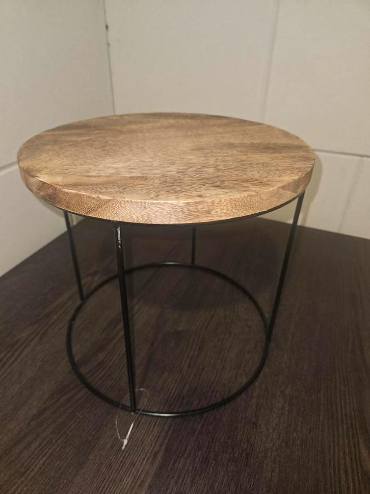 Planten Tafel - Hout & Metaal, Huis en Inrichting, Tafels | Bijzettafels, Zo goed als nieuw, Rond, Minder dan 45 cm, Minder dan 55 cm