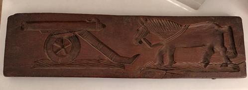Bijzondere Antieke speculaasplank Paard Kanon gesigneerd RS, Antiek en Kunst, Curiosa en Brocante, Verzenden