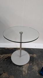 Glazen Salontafel met Metalen Onderstel, Minder dan 50 cm, Gebruikt, Rond, Minder dan 50 cm