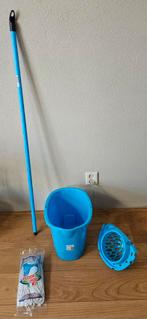 Nieuwe 4-delige blauwe vloermop set, mop, stang en emmer, Ophalen, Dweilemmer, -bak, of -wagen