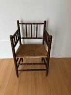 Antieke bobbin stoel met rieten zitting, Ophalen, Gebruikt, Bruin, Eén