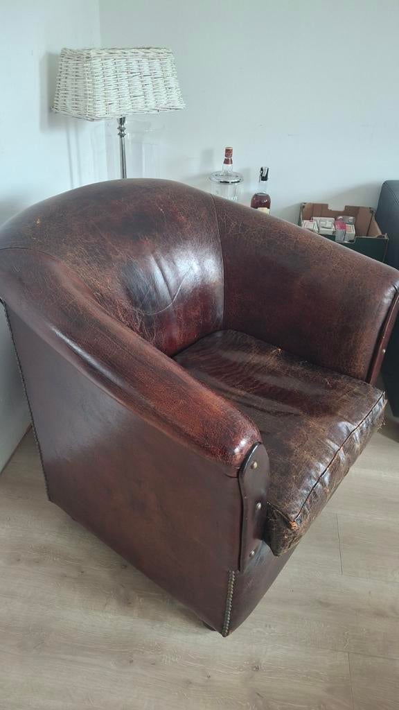 Leren stoel, Ophalen, Gebruikt, Eenpersoons, 75 tot 100 cm