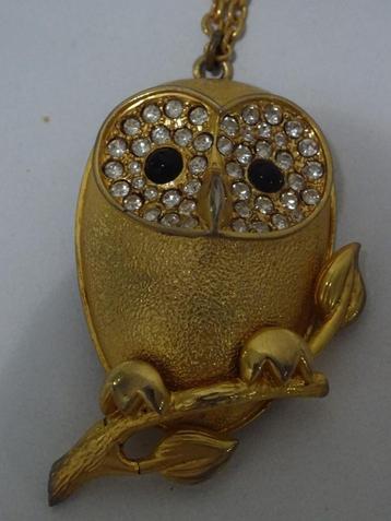 Uil ketting goudkleurige strass uil kettinghanger uiltje beschikbaar voor biedingen