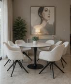 Eetkamerstoel Maxim - Lichte taupe geweven gemêleerde stof, Huis en Inrichting, Stoelen, Info@vansoestliving.nl, Overige kleuren