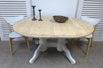 witte landelijke half ronde uitschuifbare tafel 160- 200, Ophalen, 100 tot 150 cm, 200 cm of meer, Zo goed als nieuw