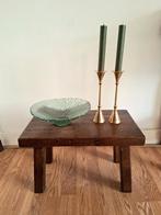 Vintage bijzettafeltje plantentafeltje krukje donker massief, Huis en Inrichting, Ophalen, Gebruikt, Hout