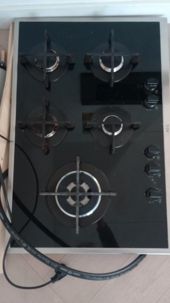 Gaskookplaat AEG (inbouw), Witgoed en Apparatuur, Kookplaten, Gebruikt, Inbouw, Gas, 5 kookzones of meer, Ophalen