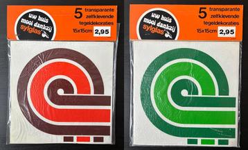 Zelfklevende transparante tegel decoratie Groen en Oranje beschikbaar voor biedingen