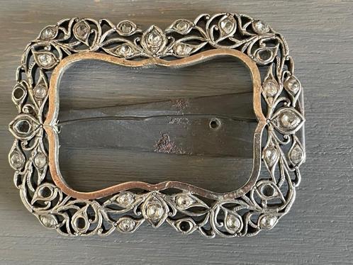 antieke ZILVEREN SCHOEN? GESP met kristal - WD014, Sieraden, Tassen en Uiterlijk, Antieke sieraden, Broche, Zilver, Met edelsteen