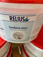Relius seiden latex 10 liter 1 voor 45€/3 voor 120€ nieuw, Doe-het-zelf en Verbouw, Verf, Beits en Lak, Wit, Nieuw, Ophalen of Verzenden