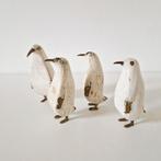 Een set van 4 houten vogels messing vogels pinquin  vogels, Ophalen of Verzenden