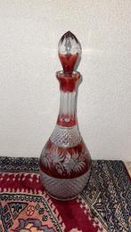 Geslepen kristallen karaf in rood helder glas, Ophalen of Verzenden