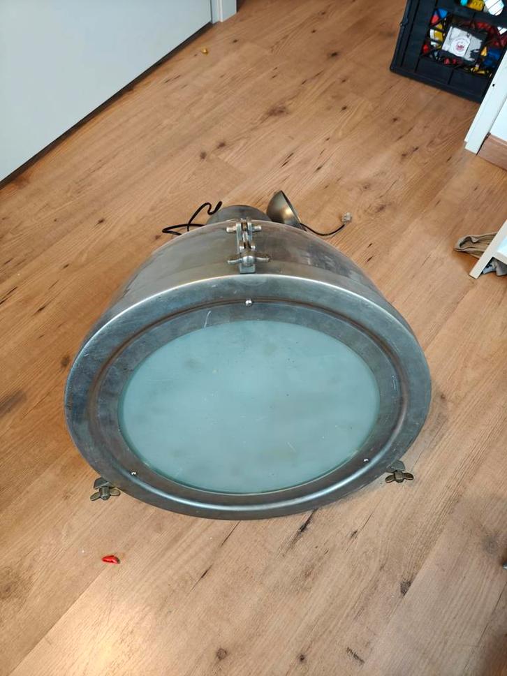 Industriële RVS Lamp - 50x45cm, Antiek en Kunst, Antiek | Lampen, Ophalen of Verzenden