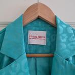 Studio Amaya blazer turquoise subtiel pantermotief S 48954, Kleding | Dames, Jasjes, Kostuums en Pakken, Ophalen of Verzenden