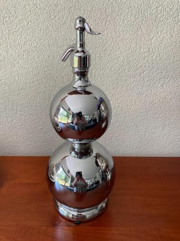 Prachtige vintage RVS dubbelbuik sifonfles/spuitfles beschikbaar voor biedingen