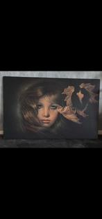 Vintage Schilderij - Meisje met Traan, Antiek en Kunst, Kunst | Schilderijen | Klassiek, Ophalen of Verzenden