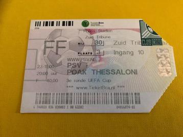 ⚽ Ticket Uefa-Cup PSV - Paok Thessaloniki 2000/2001 ⚽ beschikbaar voor biedingen