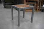 Vierkante salontafels bijzettafels aluminium teakhout (5 x), Ophalen of Verzenden, Zo goed als nieuw