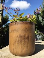 Grote vintage bloempot weerbestendig bruin glazuur planten, Tuin en Terras, Bloempotten, 25 tot 40 cm, Rond, Zo goed als nieuw