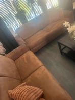 2 en 3 zits bank cognac kleur, Huis en Inrichting, Banken | Bankstellen, Ophalen, Gebruikt, Rechte bank, Modern