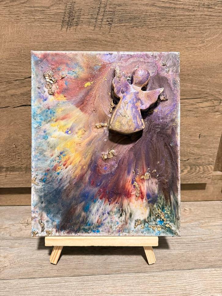 Handgemaakt Schilderij Engel - Epoxy Afwerking, Antiek en Kunst, Kunst | Schilderijen | Klassiek, Ophalen of Verzenden