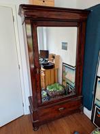 Antieke kledingkast met spiegeldeur, lade & planken, Huis en Inrichting, Gebruikt, 100 tot 150 cm, 200 cm of meer, 25 tot 50 cm